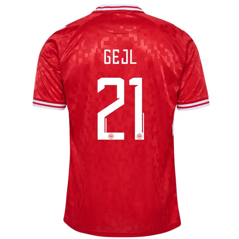 Danxen Hombre Camiseta Dinamarca Mille Gejl #21 Rojo 1ª Equipación 24-26 La Camisa