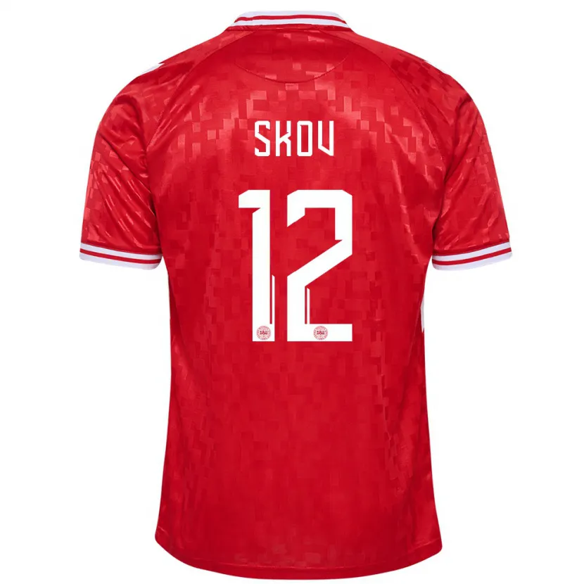 Danxen Hombre Camiseta Dinamarca Robert Skov #12 Rojo 1ª Equipación 24-26 La Camisa