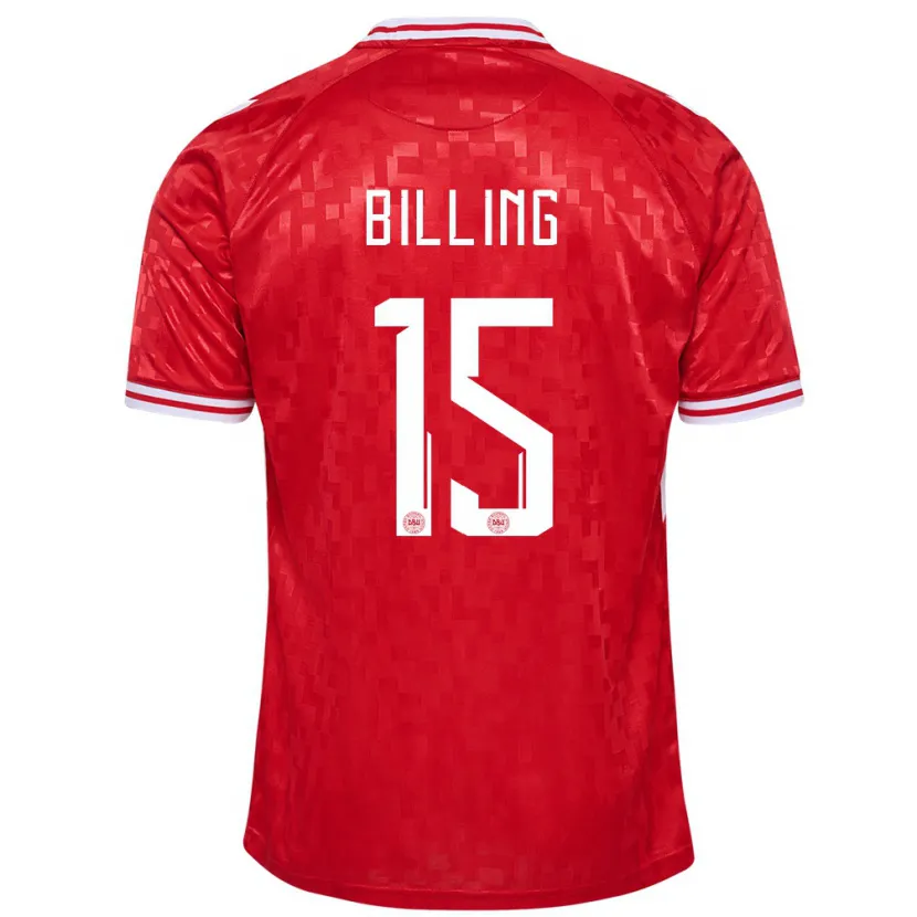 Danxen Hombre Camiseta Dinamarca Philip Billing #15 Rojo 1ª Equipación 24-26 La Camisa