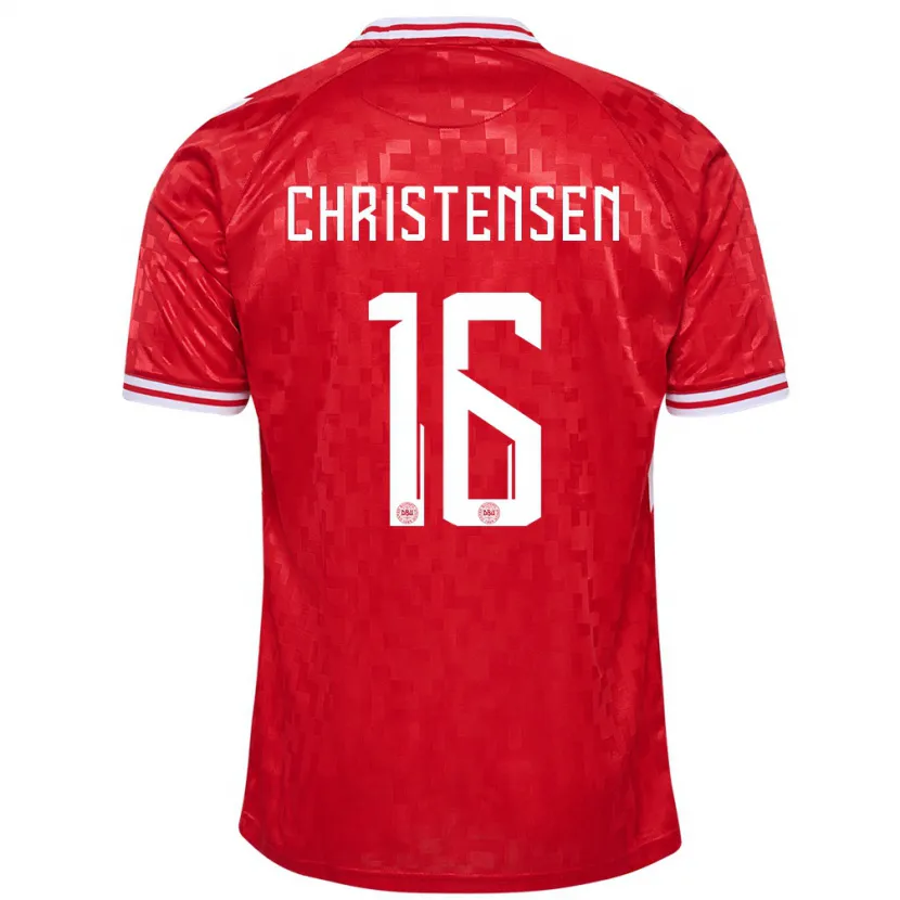 Danxen Hombre Camiseta Dinamarca Oliver Christensen #16 Rojo 1ª Equipación 24-26 La Camisa