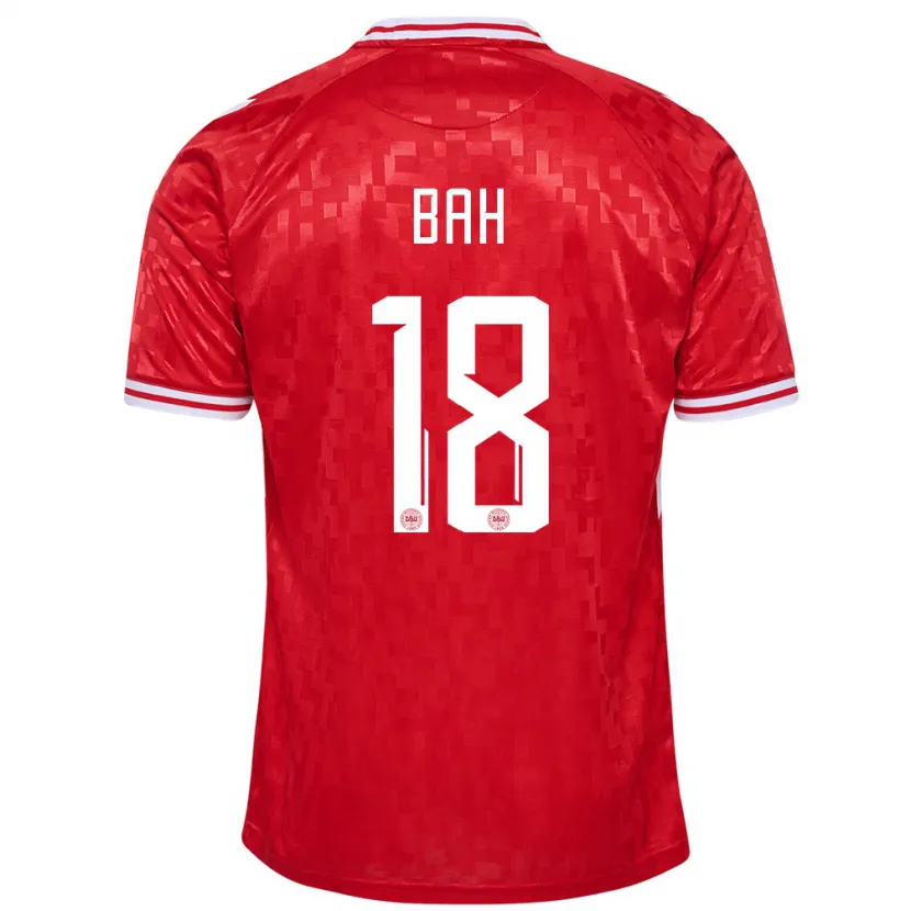 Danxen Hombre Camiseta Dinamarca Alexander Bah #18 Rojo 1ª Equipación 24-26 La Camisa