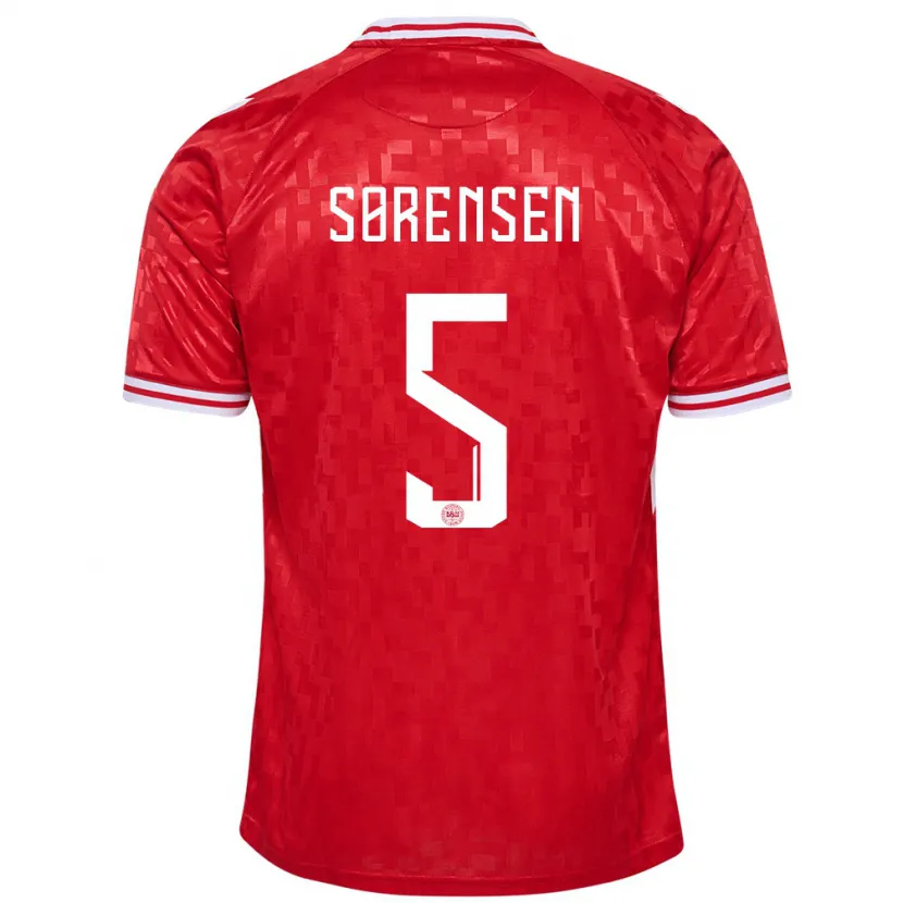 Danxen Hombre Camiseta Dinamarca Simone Boye Sorensen #5 Rojo 1ª Equipación 24-26 La Camisa