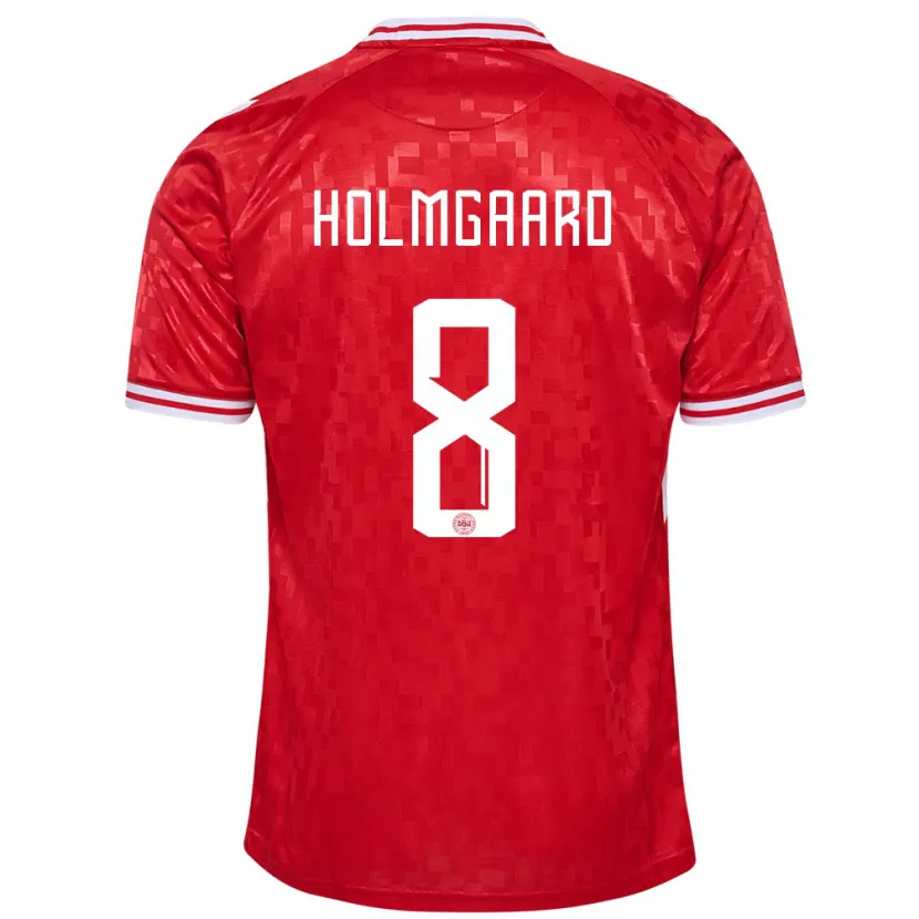 Danxen Hombre Camiseta Dinamarca Sara Holmgaard #8 Rojo 1ª Equipación 24-26 La Camisa