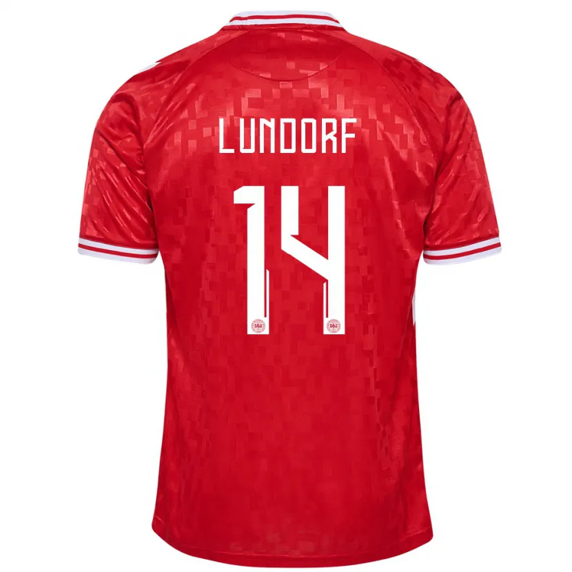 Danxen Hombre Camiseta Dinamarca Matilde Lundorf #14 Rojo 1ª Equipación 24-26 La Camisa