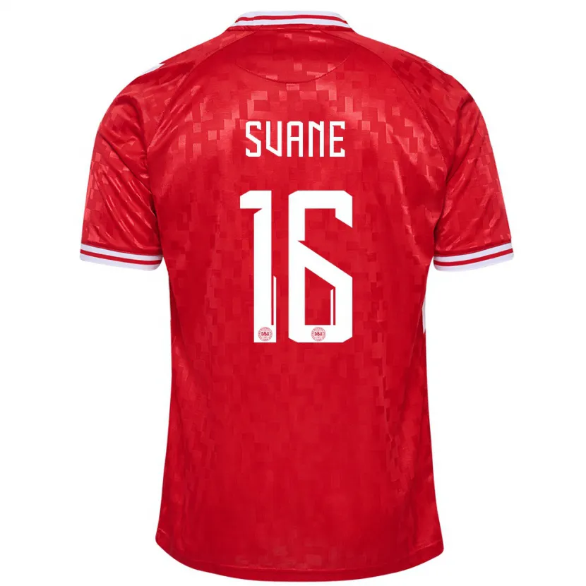 Danxen Hombre Camiseta Dinamarca Katrine Svane #16 Rojo 1ª Equipación 24-26 La Camisa