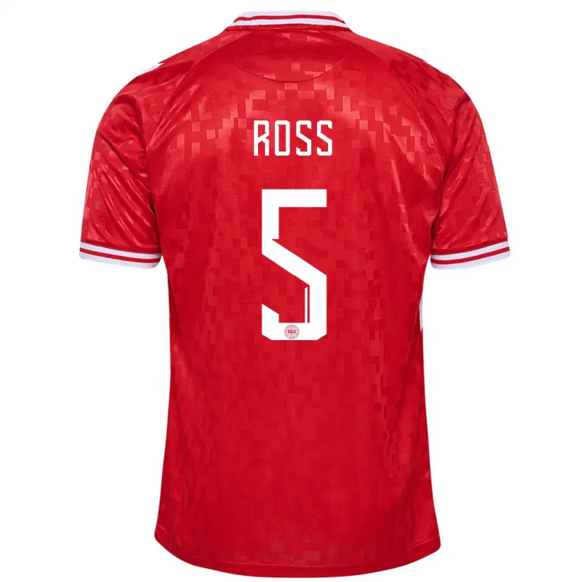 Danxen Hombre Camiseta Dinamarca Mathias Ross #5 Rojo 1ª Equipación 24-26 La Camisa