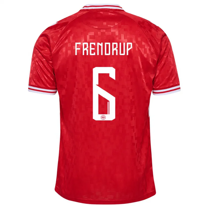 Danxen Hombre Camiseta Dinamarca Morten Frendrup #6 Rojo 1ª Equipación 24-26 La Camisa