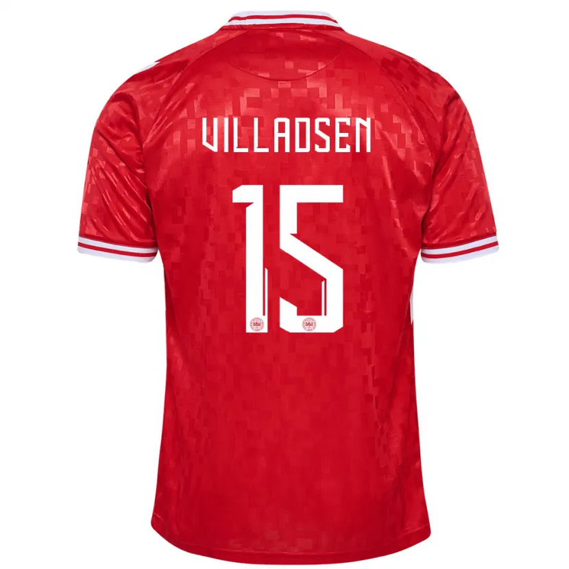 Danxen Hombre Camiseta Dinamarca Oliver Villadsen #15 Rojo 1ª Equipación 24-26 La Camisa
