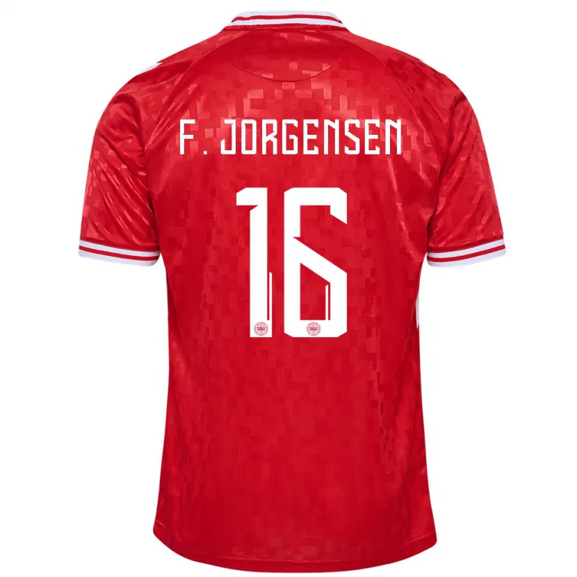 Danxen Hombre Camiseta Dinamarca Filip Jorgensen #16 Rojo 1ª Equipación 24-26 La Camisa
