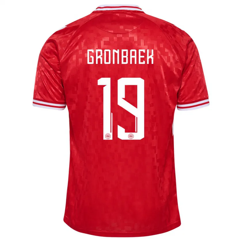 Danxen Hombre Camiseta Dinamarca Albert Gronbaek #19 Rojo 1ª Equipación 24-26 La Camisa