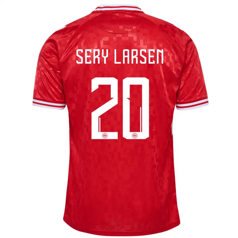 Danxen Hombre Camiseta Dinamarca Japhet Sery Larsen #20 Rojo 1ª Equipación 24-26 La Camisa