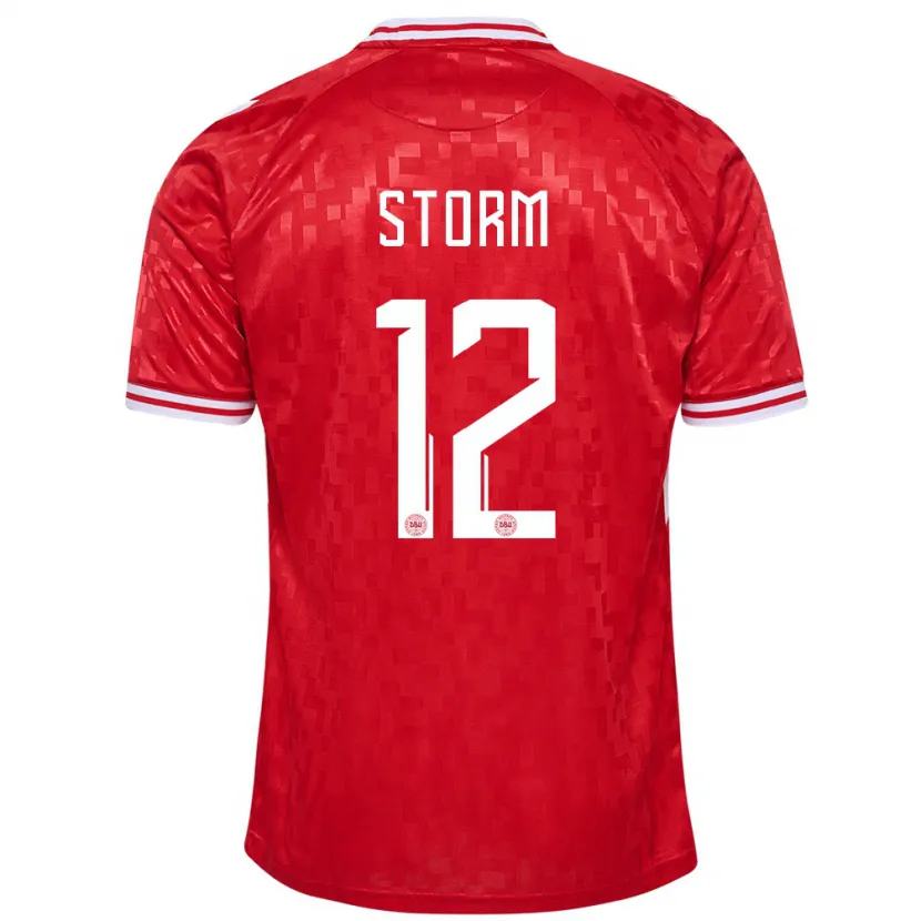 Danxen Hombre Camiseta Dinamarca Tobias Storm #12 Rojo 1ª Equipación 24-26 La Camisa