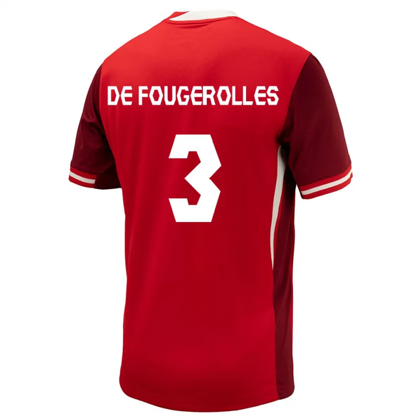 Danxen Hombre Camiseta Canadá Luc De Fougerolles #3 Rojo 1ª Equipación 24-26 La Camisa