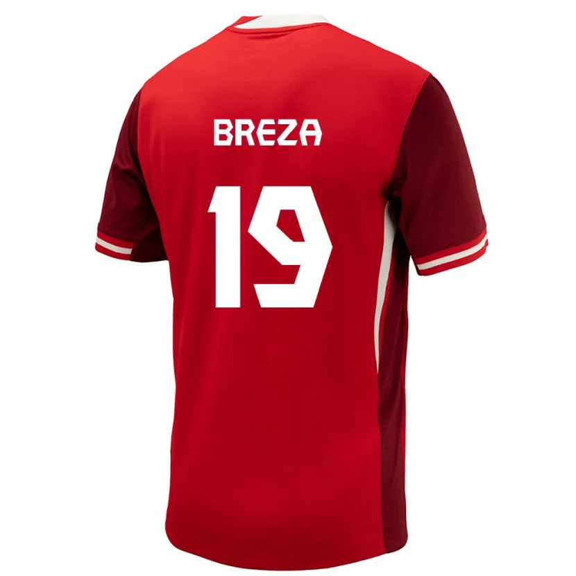 Danxen Hombre Camiseta Canadá Sebastian Breza #19 Rojo 1ª Equipación 24-26 La Camisa