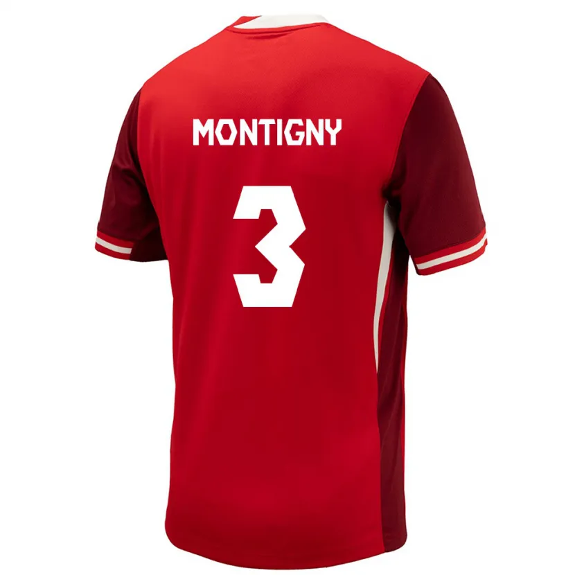 Danxen Hombre Camiseta Canadá Gaël De Montigny #3 Rojo 1ª Equipación 24-26 La Camisa