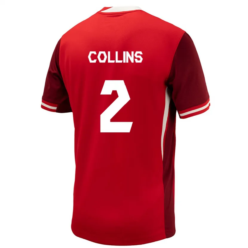 Danxen Hombre Camiseta Canadá Sydney Collins #2 Rojo 1ª Equipación 24-26 La Camisa