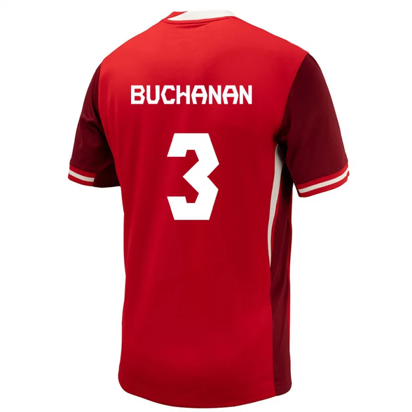 Danxen Hombre Camiseta Canadá Kadeisha Buchanan #3 Rojo 1ª Equipación 24-26 La Camisa