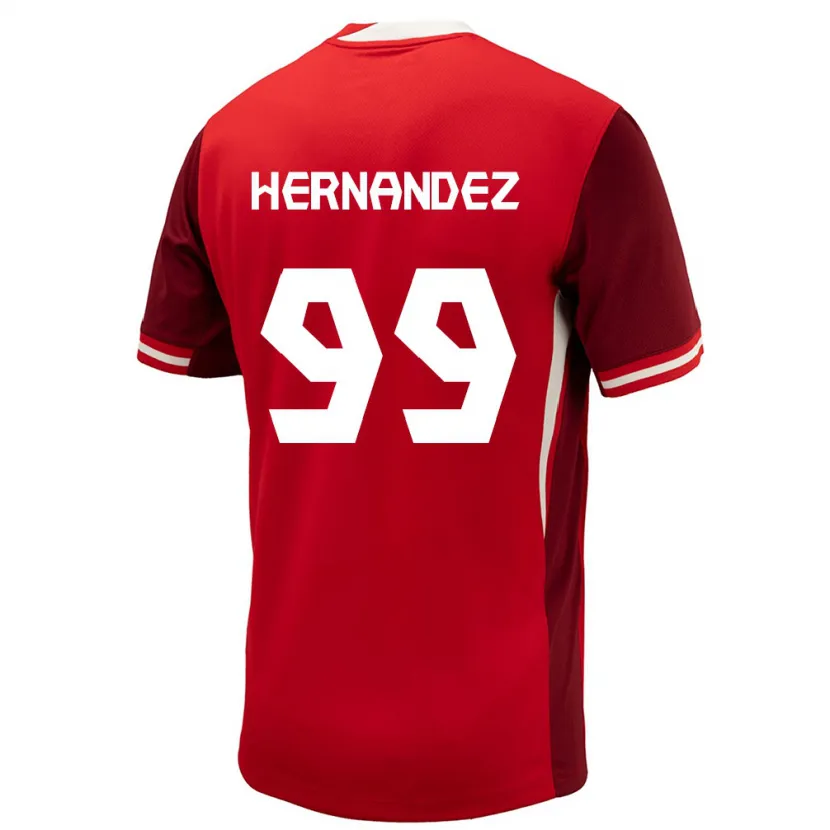 Danxen Hombre Camiseta Canadá Jeneva Hernandez Gray #99 Rojo 1ª Equipación 24-26 La Camisa
