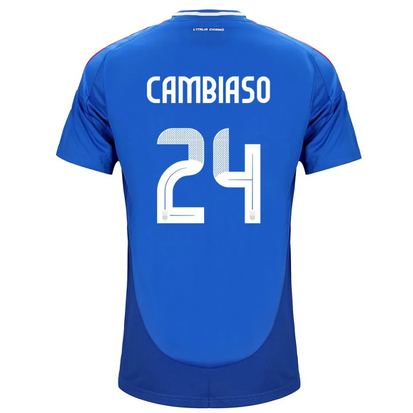 Danxen Hombre Camiseta Italia Andrea Cambiaso #24 Azul 1ª Equipación 24-26 La Camisa