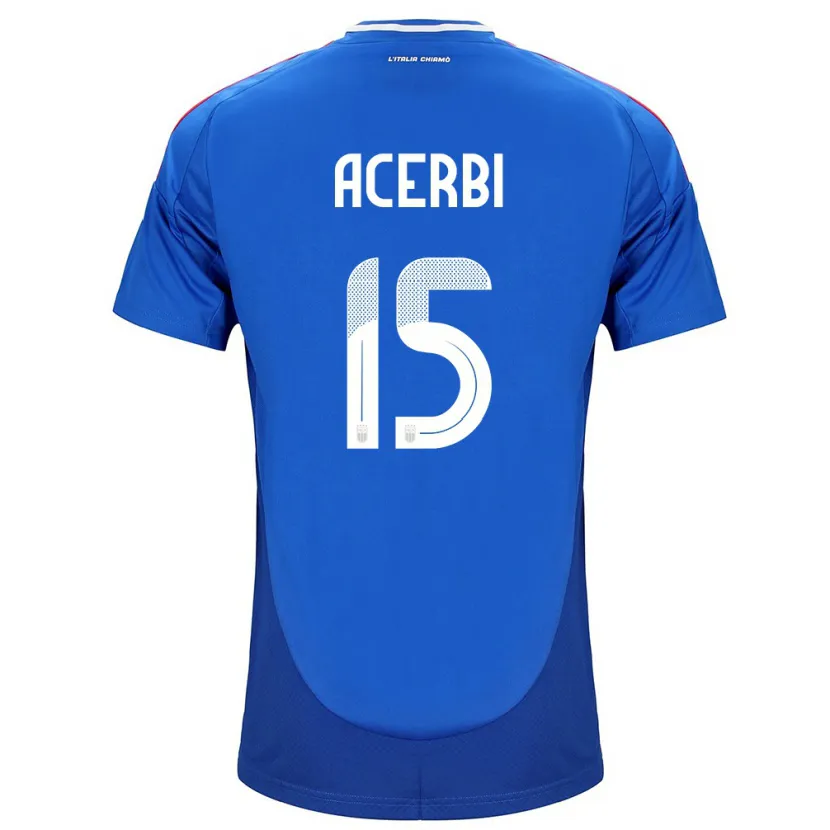 Danxen Hombre Camiseta Italia Francesco Acerbi #15 Azul 1ª Equipación 24-26 La Camisa