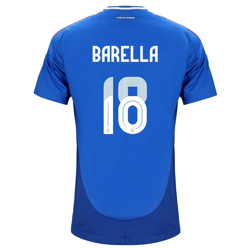 Danxen Hombre Camiseta Italia Nicolò Barella #18 Azul 1ª Equipación 24-26 La Camisa