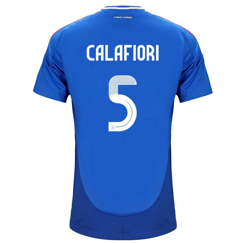 Danxen Hombre Camiseta Italia Riccardo Calafiori #5 Azul 1ª Equipación 24-26 La Camisa