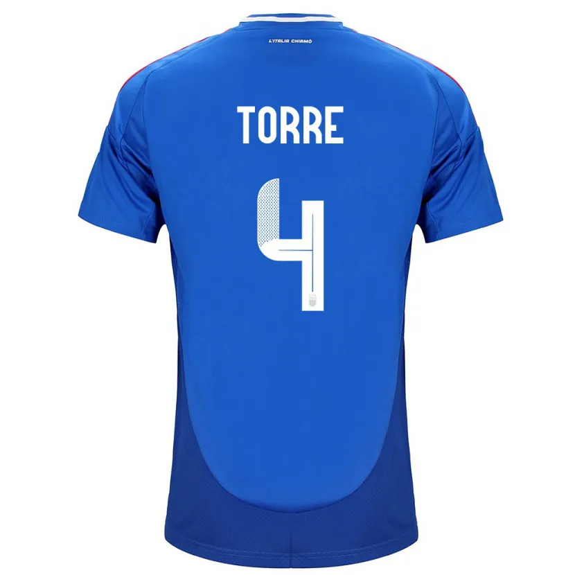 Danxen Hombre Camiseta Italia Pietro La Torre #4 Azul 1ª Equipación 24-26 La Camisa