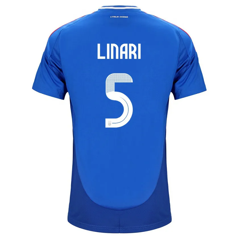 Danxen Hombre Camiseta Italia Elena Linari #5 Azul 1ª Equipación 24-26 La Camisa