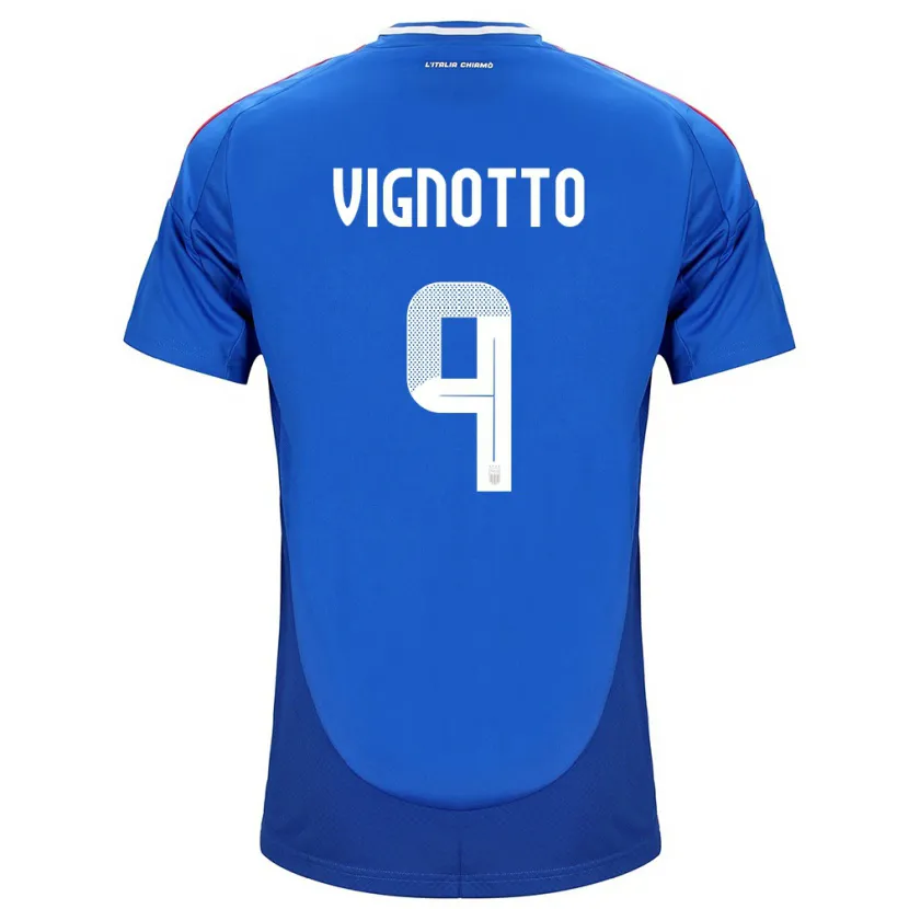 Danxen Hombre Camiseta Italia Elisabetta Vignotto #9 Azul 1ª Equipación 24-26 La Camisa