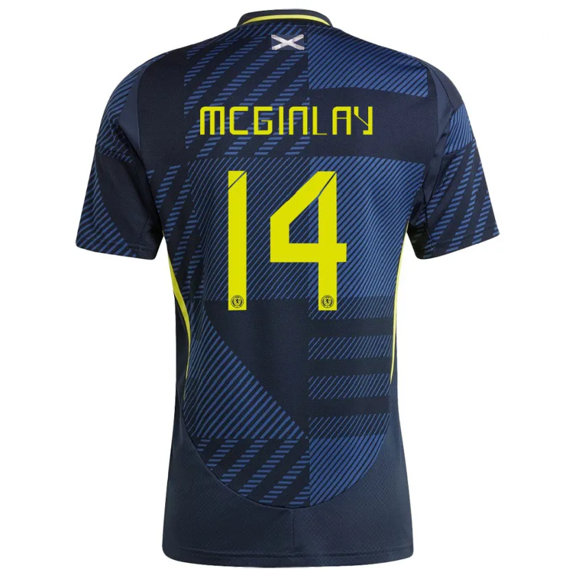 Danxen Hombre Camiseta Escocia Aiden Mcginlay #14 Azul Oscuro 1ª Equipación 24-26 La Camisa