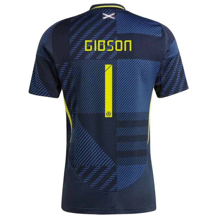 Danxen Hombre Camiseta Escocia Lee Gibson #1 Azul Oscuro 1ª Equipación 24-26 La Camisa