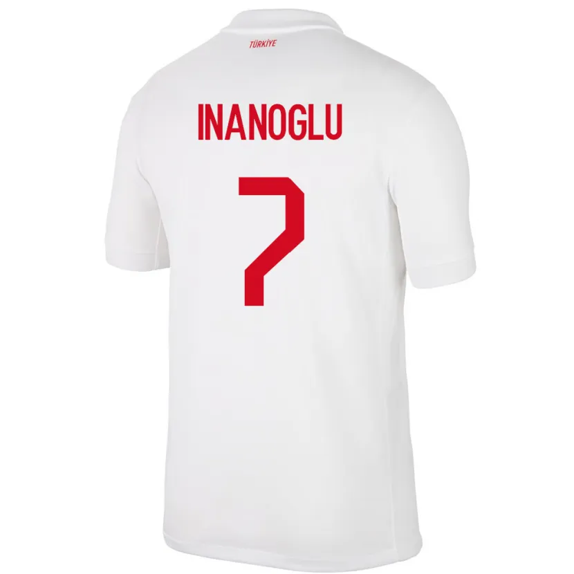 Danxen Hombre Camiseta Turquía Kaan İnanoğlu #7 Blanco 1ª Equipación 24-26 La Camisa
