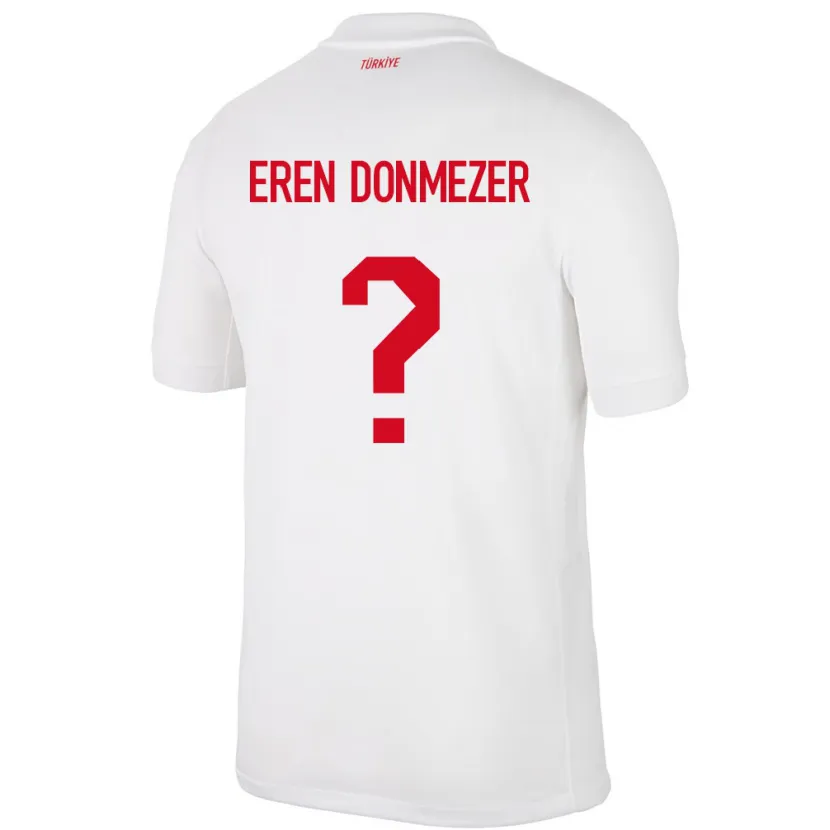 Danxen Hombre Camiseta Turquía Deniz Eren Dönmezer #0 Blanco 1ª Equipación 24-26 La Camisa