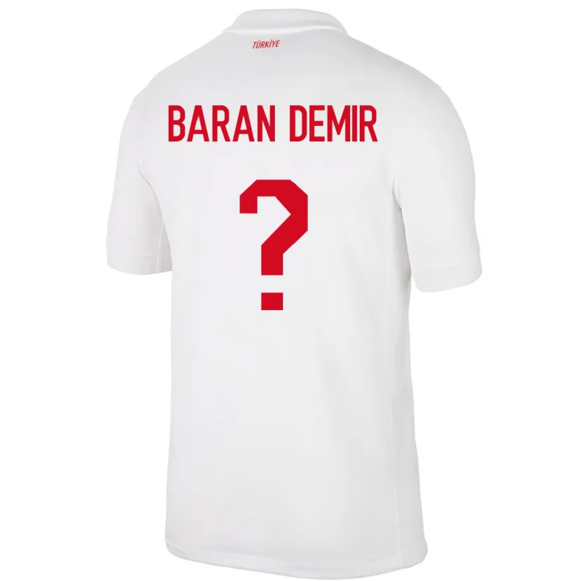 Danxen Hombre Camiseta Turquía Tuna Baran Demir #0 Blanco 1ª Equipación 24-26 La Camisa