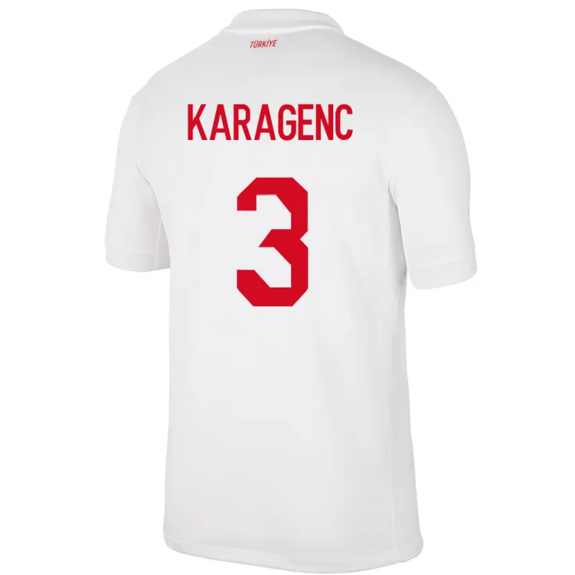 Danxen Hombre Camiseta Turquía Didem Karagenç #3 Blanco 1ª Equipación 24-26 La Camisa
