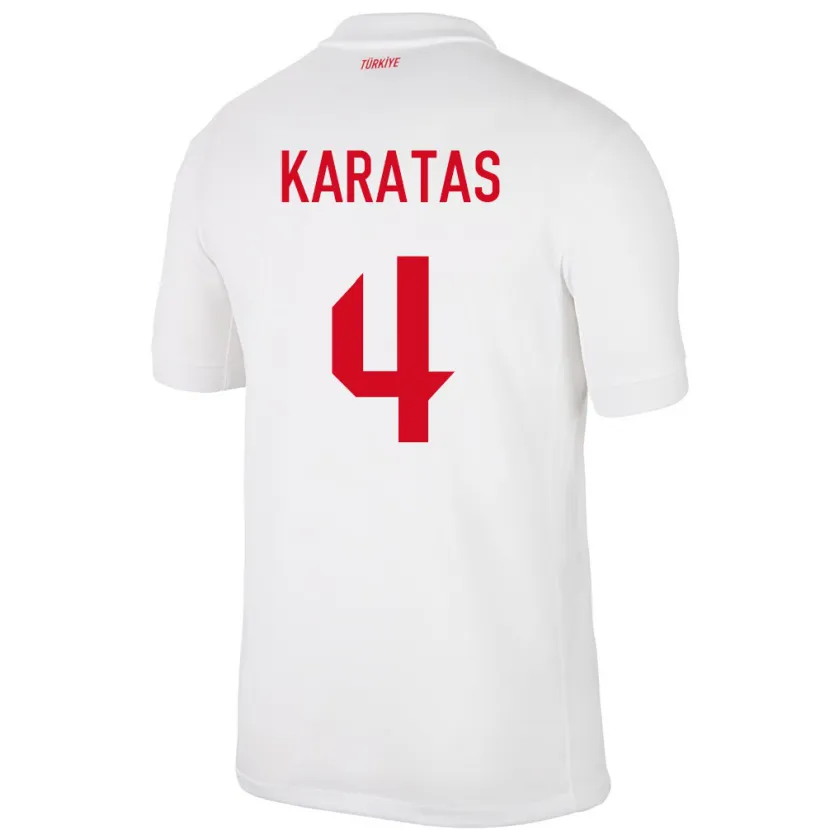 Danxen Hombre Camiseta Turquía Eda Karataş #4 Blanco 1ª Equipación 24-26 La Camisa