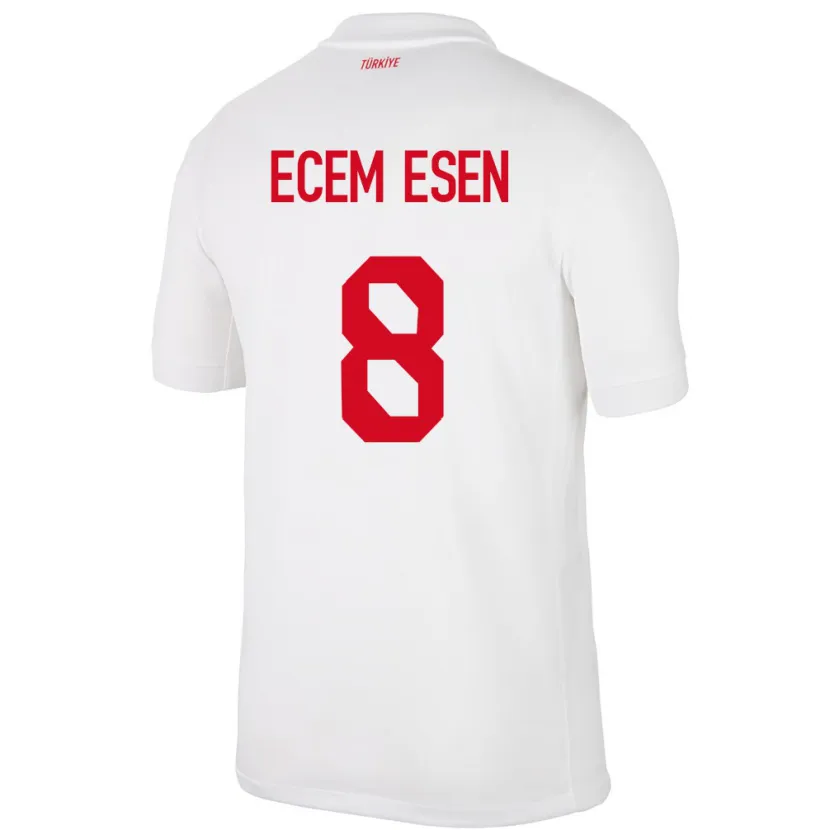 Danxen Hombre Camiseta Turquía Emine Ecem Esen #8 Blanco 1ª Equipación 24-26 La Camisa