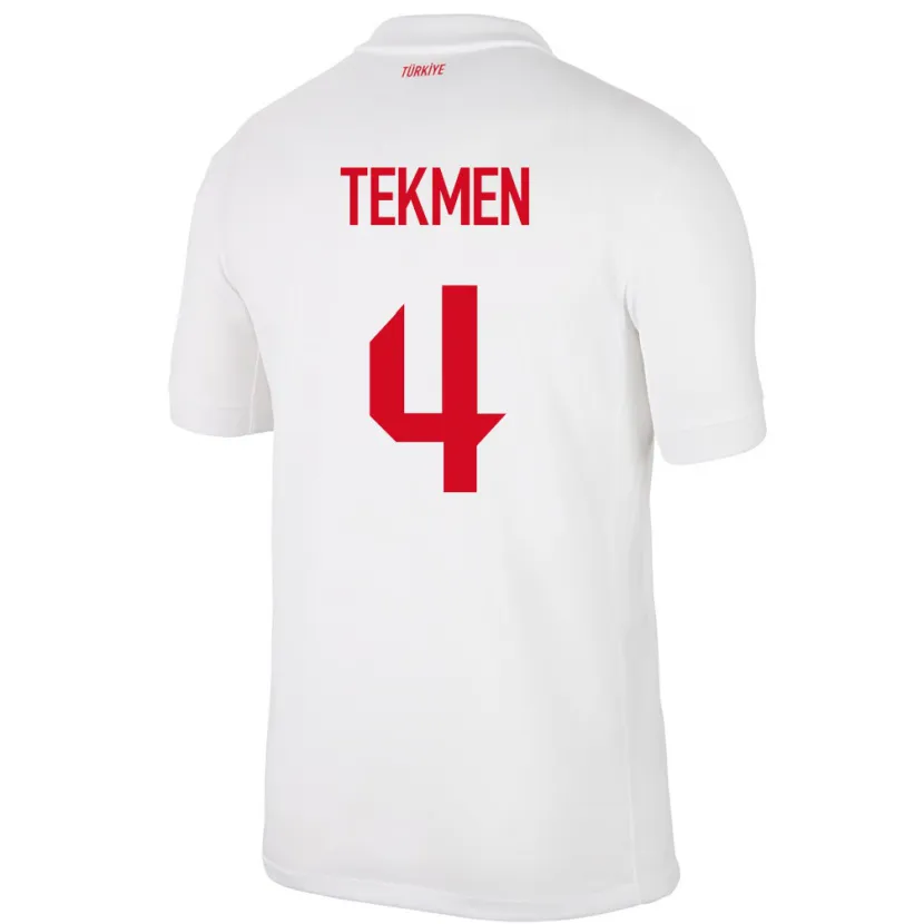 Danxen Hombre Camiseta Turquía Ece Tekmen #4 Blanco 1ª Equipación 24-26 La Camisa