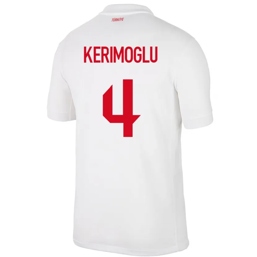 Danxen Hombre Camiseta Turquía Zeynap Kerimoğlu #4 Blanco 1ª Equipación 24-26 La Camisa