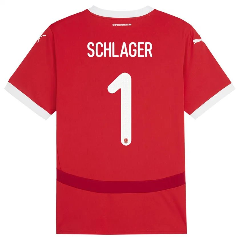Danxen Hombre Camiseta Austria Alexander Schlager #1 Rojo 1ª Equipación 24-26 La Camisa