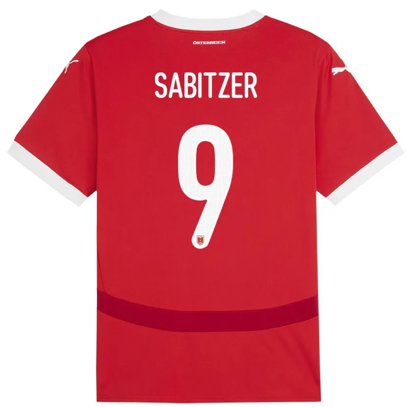 Danxen Hombre Camiseta Austria Marcel Sabitzer #9 Rojo 1ª Equipación 24-26 La Camisa