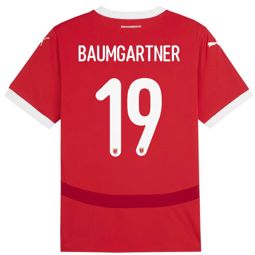 Danxen Hombre Camiseta Austria Christoph Baumgartner #19 Rojo 1ª Equipación 24-26 La Camisa