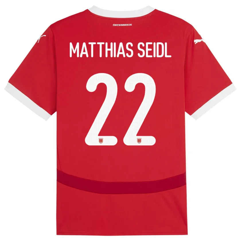 Danxen Hombre Camiseta Austria Matthias Seidl #22 Rojo 1ª Equipación 24-26 La Camisa