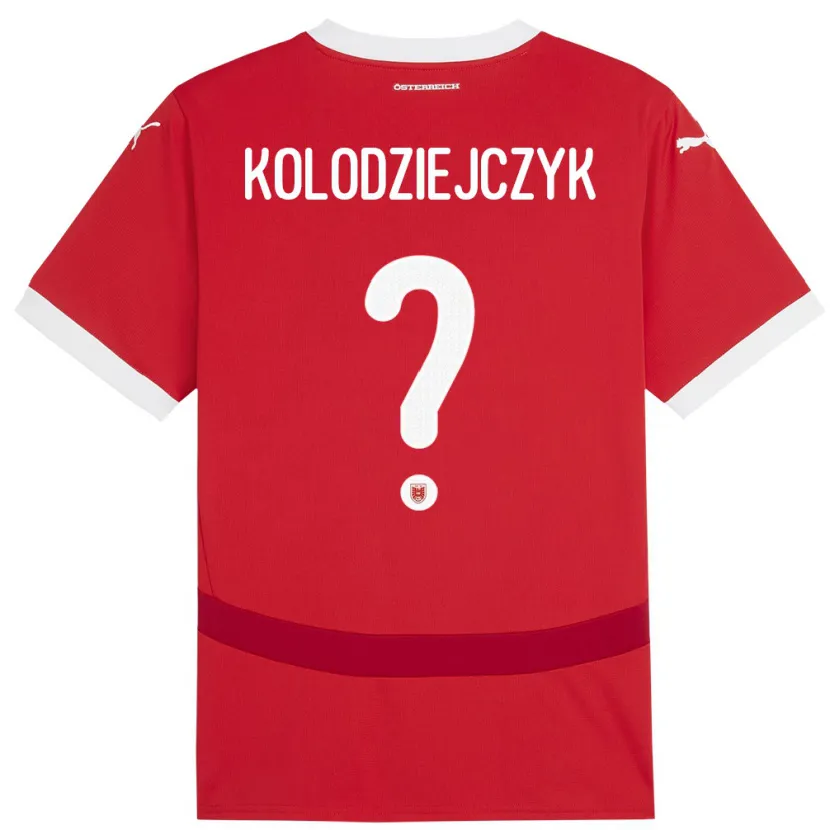 Danxen Hombre Camiseta Austria Marek Kolodziejczyk #0 Rojo 1ª Equipación 24-26 La Camisa