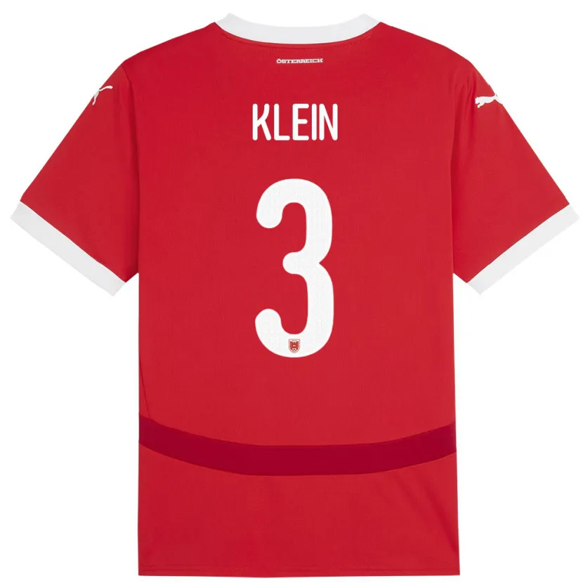 Danxen Hombre Camiseta Austria Jennifer Klein #3 Rojo 1ª Equipación 24-26 La Camisa