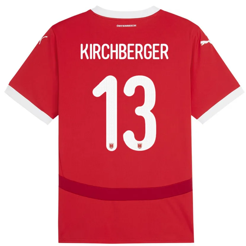 Danxen Hombre Camiseta Austria Virginia Kirchberger #13 Rojo 1ª Equipación 24-26 La Camisa