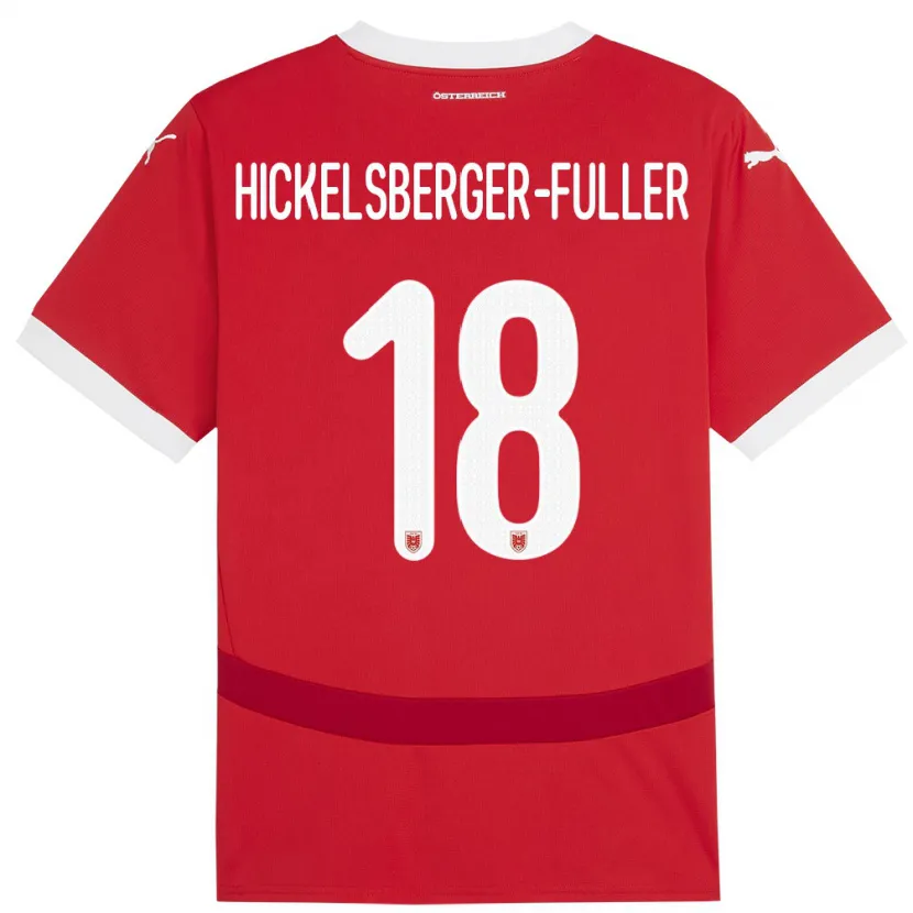 Danxen Hombre Camiseta Austria Julia Hickelsberger-Füller #18 Rojo 1ª Equipación 24-26 La Camisa