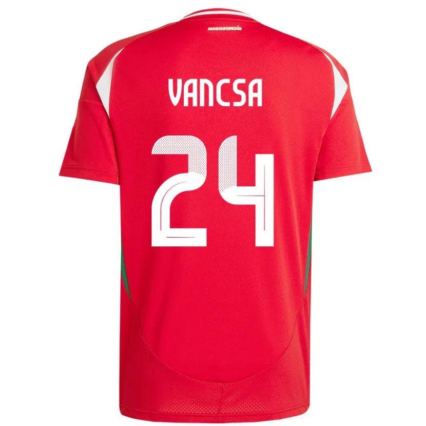 Danxen Hombre Camiseta Hungría Zalán Vancsa #24 Rojo 1ª Equipación 24-26 La Camisa
