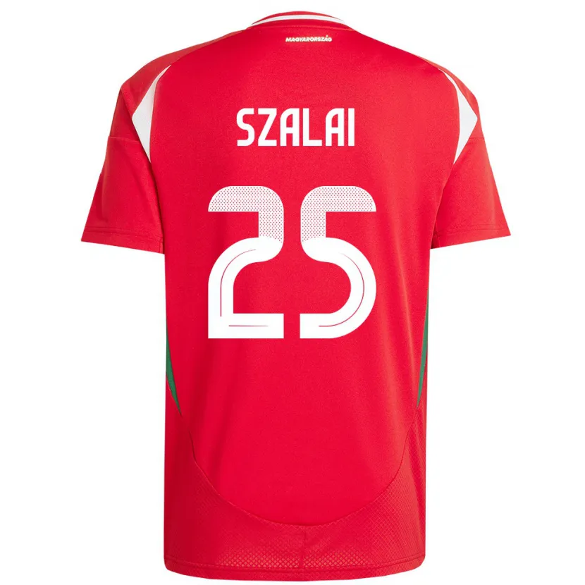 Danxen Hombre Camiseta Hungría Gábor Szalai #25 Rojo 1ª Equipación 24-26 La Camisa