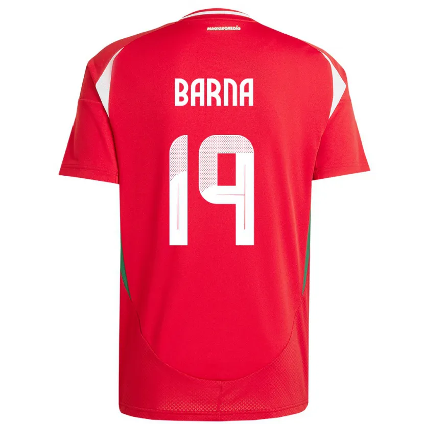 Danxen Hombre Camiseta Hungría Daniel Barna #19 Rojo 1ª Equipación 24-26 La Camisa